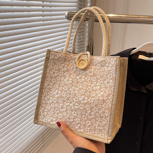 「买1送1！19.9到手两只」网红手提麻布包包女 洋气上班外出手拎便当袋日系ins小挎包箱包 商品图3