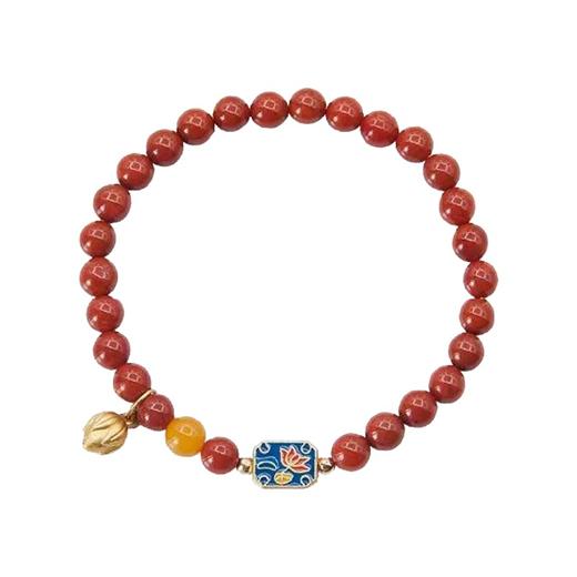 【经典】古风双色烤蓝莲花南红手串 颗颗精选 精致美丽 商品图5