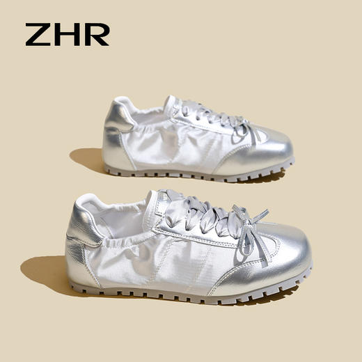 蝴蝶结芭蕾训练鞋2024夏季复古白色休闲鞋百搭系带软底防滑运动鞋 商品图2