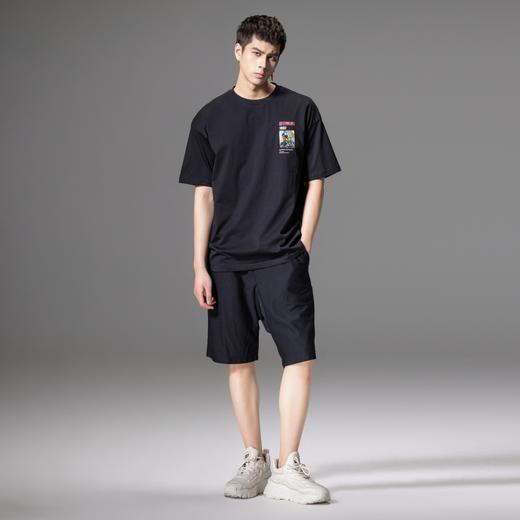 PINLI品立夏季新款贴布印花短袖T恤男士潮流时尚休闲宽松上衣B242111116 商品图4