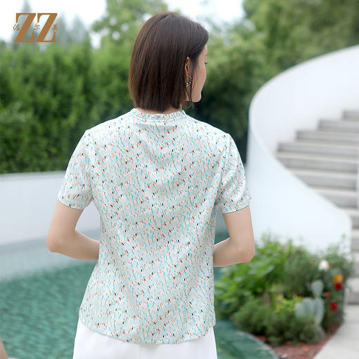 佐尔美夏季新款 气质百搭桑蚕丝短袖衬衣女E32CS66 商品图4