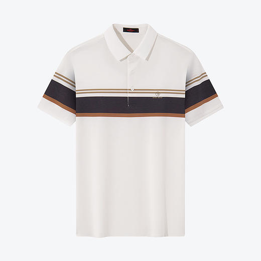 【含桑蚕丝】柒牌polo衫短袖男2024夏季新款撞色条纹透气休闲上衣	126T71220 商品图4