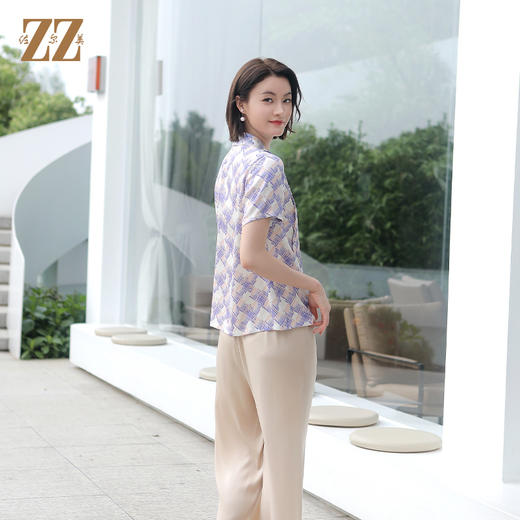 佐尔美夏季新款 气质百搭桑蚕丝短袖衬衣女E32CS75 商品图3