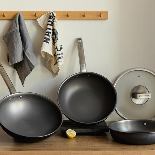 三头鹰无涂层钛锅不粘锅电磁炉燃气纯钛炒锅多功能家用炒菜锅 商品图0