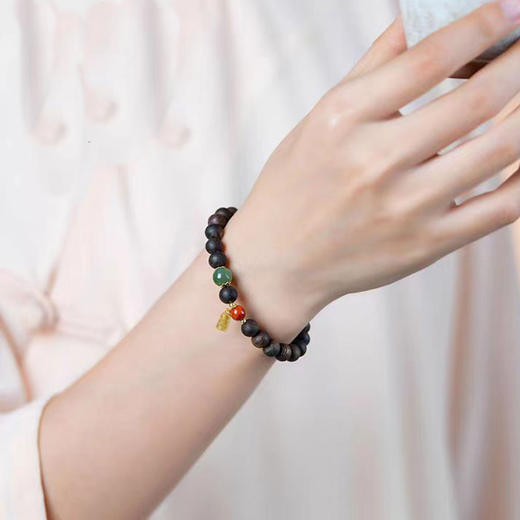 【经典】沉香木搭配南红碧玉文玩手串 颗颗精选 淡雅幽香 商品图3