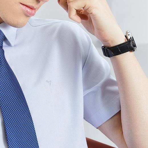 【含竹纤维】柒牌男士短袖衬衫夏季新款商务百搭色织条纹休闲衬衣	126A70430 商品图2