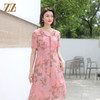 佐尔美夏季新款 气质优雅碎花桑蚕丝中长连衣裙女E32LS88 商品缩略图3