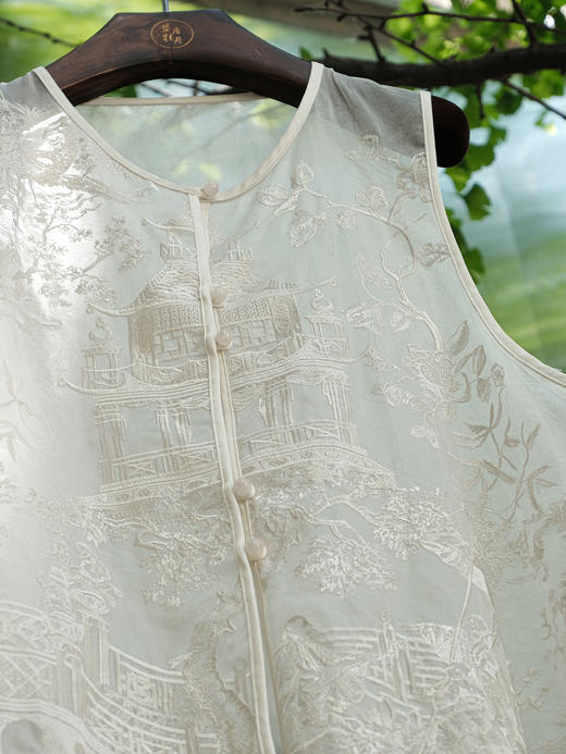 盛唐婧 |桑蚕丝真丝绡长款马甲-白色 商品图4