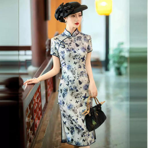 高贵老上海真丝旗袍HQ291 商品图3