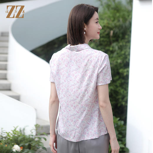 佐尔美佐尔美夏季新款 气质碎花桑蚕丝短袖衬衣女E32CS08 商品图4