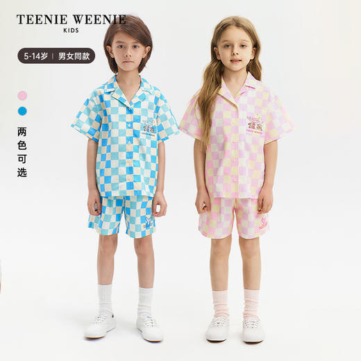 TeenieWeenie Kids小熊童装夏男女童纯棉混色宽松格纹套装TKYA246571N 商品图0