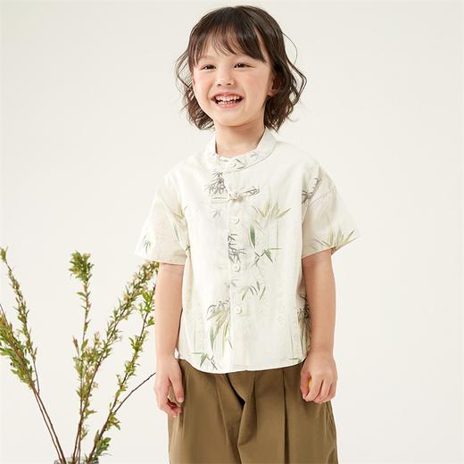 贝贝怡童装男童纯棉套装三件套夏季新款衬衫中国风t恤五分裤夏装 商品图11