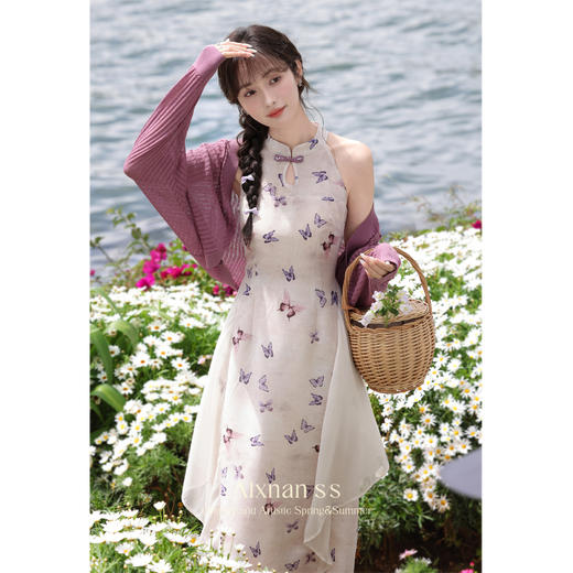 【65折秒杀】鹿向南「花揽蝶」夏季针织开衫上衣L37308SY 商品图0