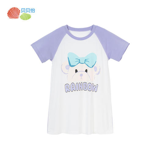 贝贝怡儿童睡裙女童2024新款卡通夏季短袖薄款女宝宝家居服连衣裙ZB2DQ020 商品图5