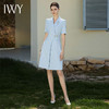 IWY/天蓝色西装连衣裙女气质中长款不规则西装裙浅色美容院工作服Q1132 商品缩略图0