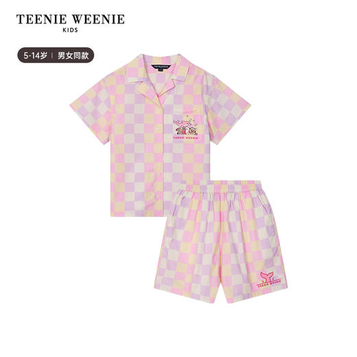 TeenieWeenie Kids小熊童装夏男女童纯棉混色宽松格纹套装TKYA246571N 商品图5