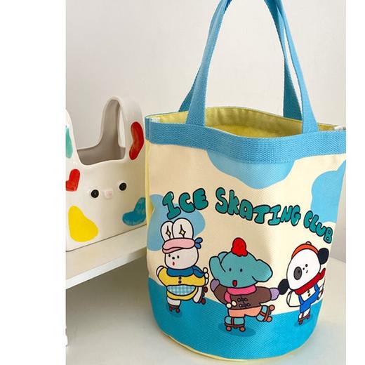 「买1送1！数款可选」帆布水桶包可爱涂鸦童趣插画手提圆桶妈咪收纳包箱包便当袋上班小拎包 商品图1