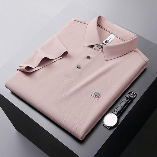 【商务高端短袖POLO衫】男士免烫弹力垂感华夫格T恤 上衣潮流 父亲节 商品图1