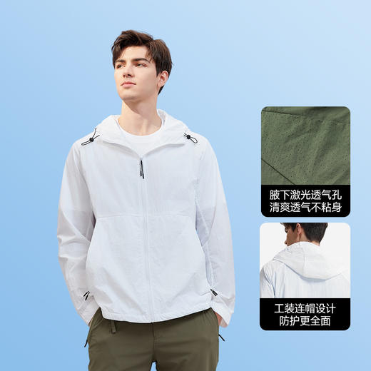 零界纤维 尼龙微皱凉感工装连帽薄款情侣款防晒衣-hf001 商品图2