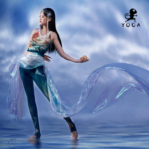 壁虎瑜伽水母纱面料【大鱼海棠-上衣】限量款印花瑜伽上衣（可拆卸胸垫）清仓不退不换 商品图3