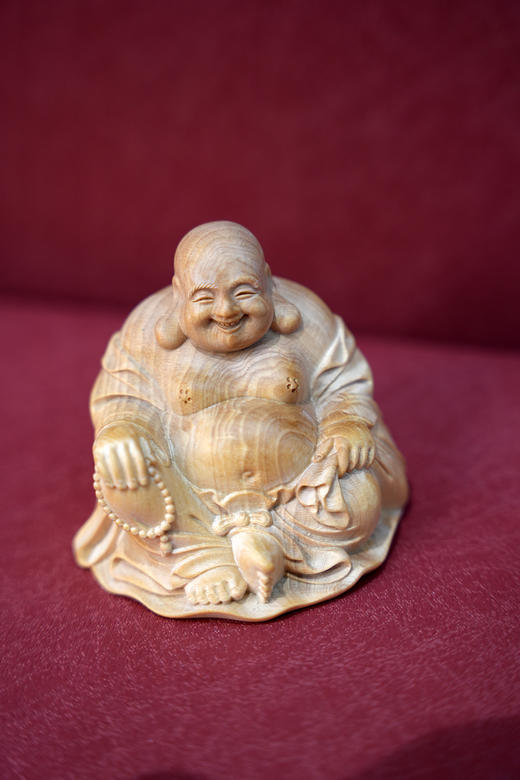 笑口常开弥勒°黄杨木雕摆件 商品图2