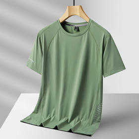 【冰丝速干】【新款DZS】大依优型大码圆领短袖T恤夏季加肥加大肥佬休闲宽松透气上衣男士半袖夏装