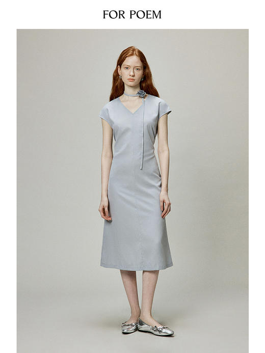 【会员周一口价】ForPoem 现货 24/SS夏季花朵系列立体花朵Choker短袖调节收腰连衣裙 商品图0