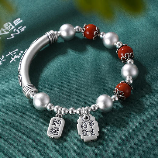 子佩集S999银【诸事顺意】手串【SC000626】纯银南红手链仿古手链2405 商品图2