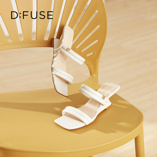 D:FUSE迪芙斯2024夏季新款奶油风海绵条带舒适坡跟凉拖鞋DF42110170 商品图10