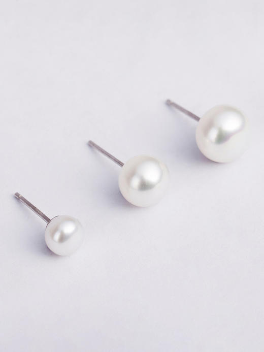 LUCINE 馒头珍珠耳钉天然淡水强光925银简约气质复古情人节礼物 商品图3