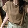 简约【小飞袖设计】正肩显瘦韩版别致纯色短袖t恤女_ym 商品缩略图8