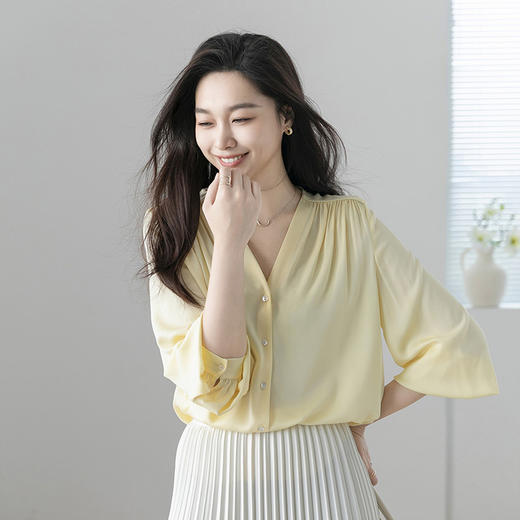 火桐hooton气韵翩然V领真丝衬衫YT2099 商品图8