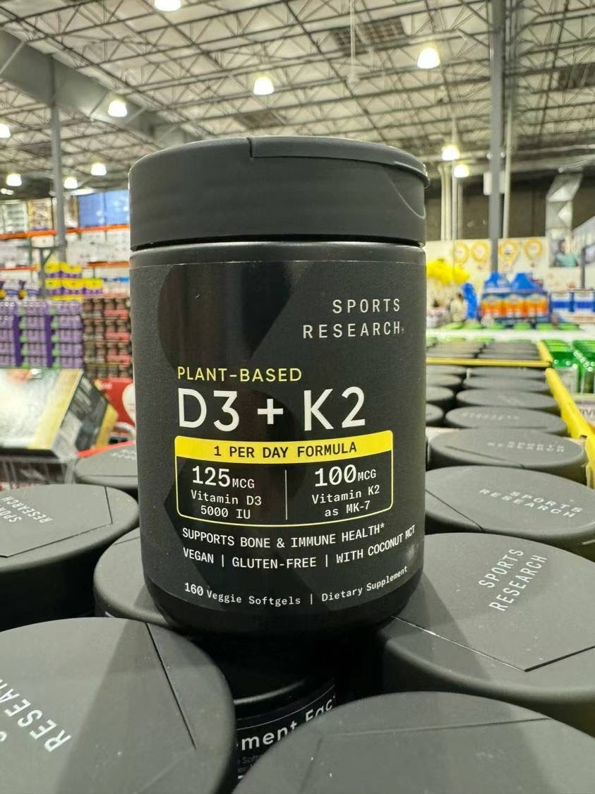 🔥5️⃣🈷️特价！298元/瓶！Sport Research维生素D3+K2胶囊160粒，这是可以帮助骨骼健康，提高免疫力的软胶囊，维生素从椰子MCT油提取