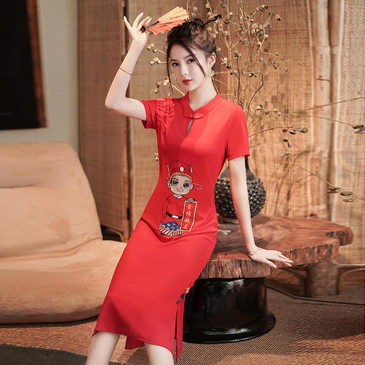 新中式风日常改良版旗袍中考高考送考旗开得胜HR-WH52079 商品图1