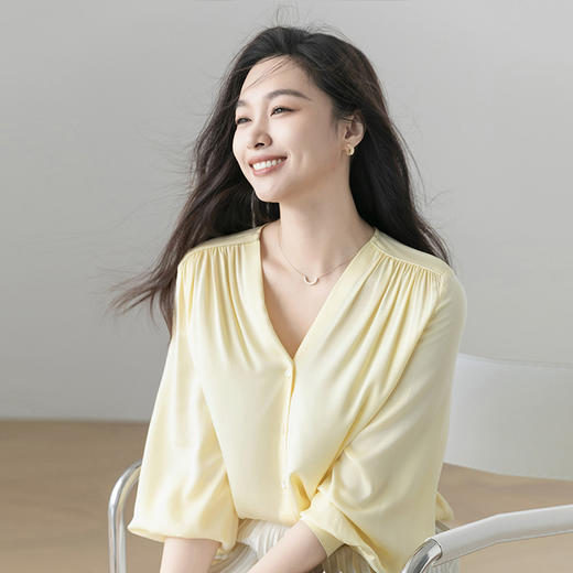 火桐hooton气韵翩然V领真丝衬衫YT2099 商品图10