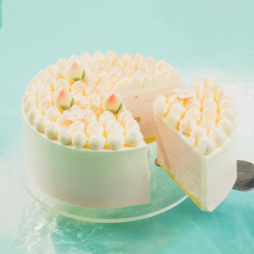 【雪山桃桃冰淇淋蛋糕】100%甄选伊利牧场生牛乳冰淇淋，白桃乌龙冰淇淋搭配超软蛋糕胚，白桃清甜乌龙回甘，奶香果香茶香藏不住（厦门幸福西饼蛋糕） 商品图2