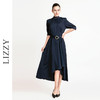 LIZZY优雅通勤收腰短袖飘逸不规则大摆连衣裙配腰带7961 商品缩略图0