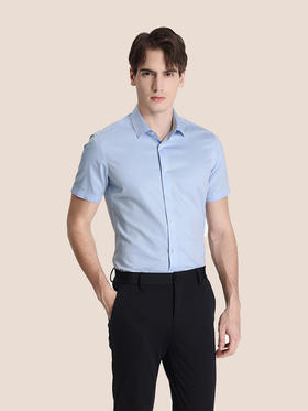 callisto浅蓝纯棉短袖衬衫 STSTS086T
