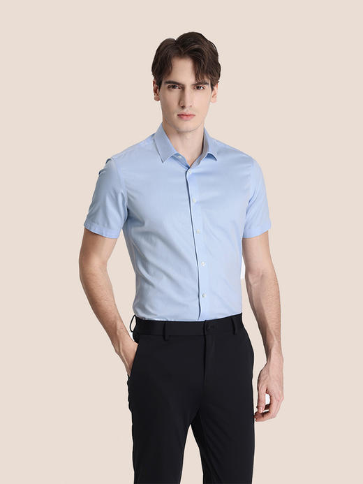 callisto浅蓝纯棉短袖衬衫 STSTS086T 商品图0