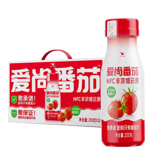 【统一】果汁 爱尚番茄NFC非浓缩番茄汁含量100% 200g/瓶 10瓶/箱 （9个月） 商品图0