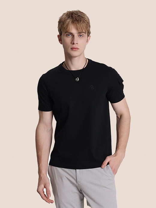 callisto黑色棉混纺T恤 STTSS199C 商品图0