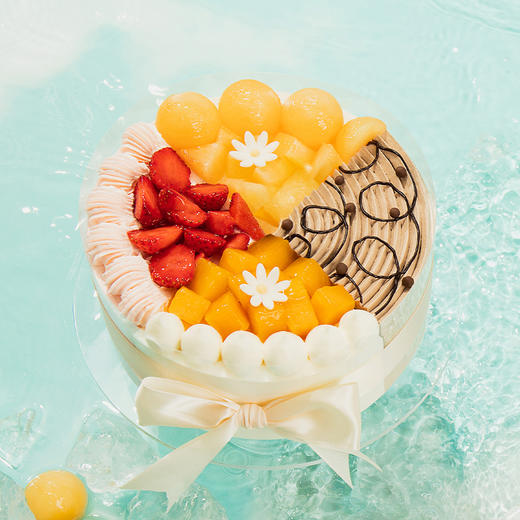 【四季如意冰淇淋蛋糕】100%甄选伊利牧场生牛乳冰淇淋， 品尝4种口味的冰淇淋，让你一次拥有草莓/香草/黑巧/芒果味冰淇淋和缤纷鲜果的幸福（全国正价链接） 商品图1