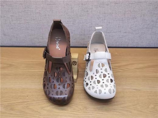 豪行夏季新款正品真皮复古女鞋镂空透气洞洞女凉鞋22292818 商品图1