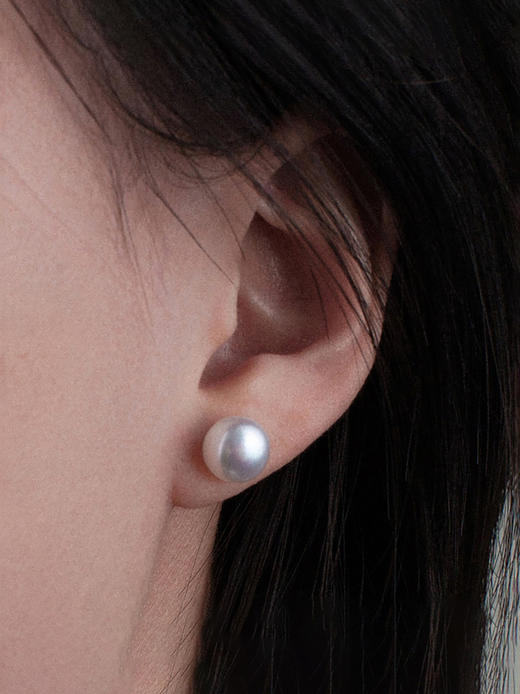 LUCINE 馒头珍珠耳钉天然淡水强光925银简约气质复古情人节礼物 商品图2