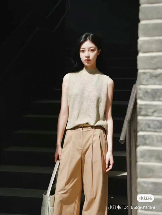 523-8 排他性独家圆正 小禾X113 百搭卡其裤 弹力棉 直筒阔腿裤 商品图1