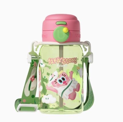 uooha随行双饮透明杯-花花物语-粉绿-580ml 商品图0