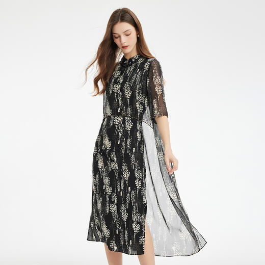 PF889斯尔丽2024新款浪漫印花轻中式结合飘逸版型宽松显瘦中袖连衣裙 商品图0