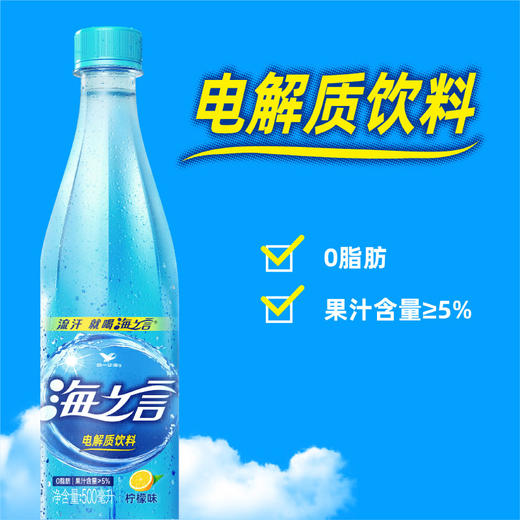 【统一】电解质饮料 海之言 （柠檬、百香果、蓝莓）清爽果汁0脂肪500ml/瓶 15瓶/箱 12个月） 商品图3