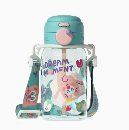 uooha随行双饮透明杯-晚安海伦—蓝粉-580ml 商品图0