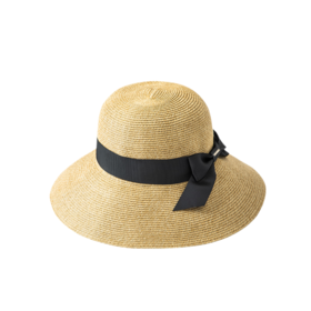 shukiku 女士蝴蝶结防晒草帽 卡其色